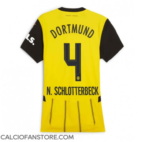 Maglia Calcio Borussia Dortmund Nico Schlotterbeck #4 Prima Divisa Donna 2024-25 Manica Corta